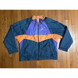 Vintage Nike Nylon Colorblock Blk Purp Org Women's Windbreaker Jacket- Size XL